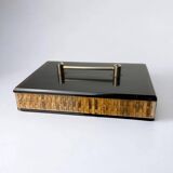 Christian Dior style lucite & rattan vanity box, 1970s