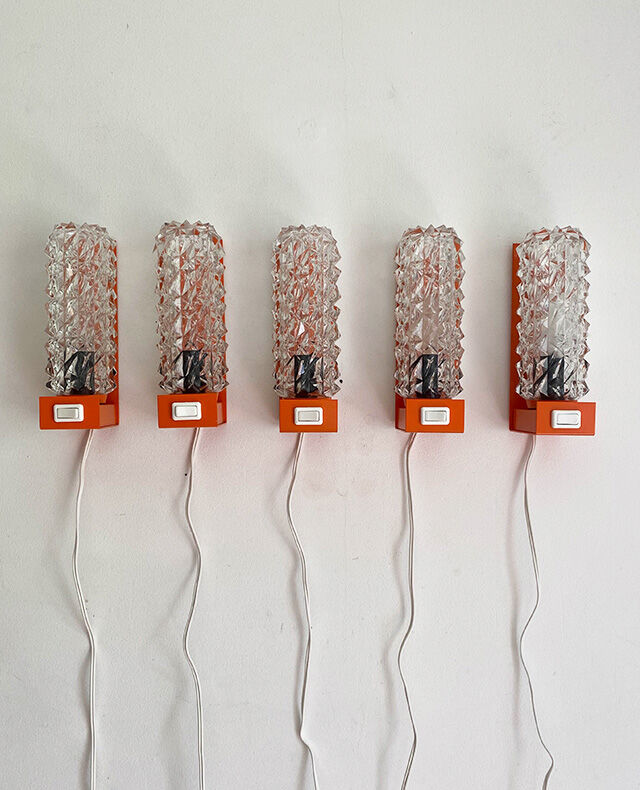 Lamp / wall lamp metal orange diamond globe 70s