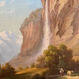 HSP painting "Animated mountain landscape" signed G. Munsch 1875
