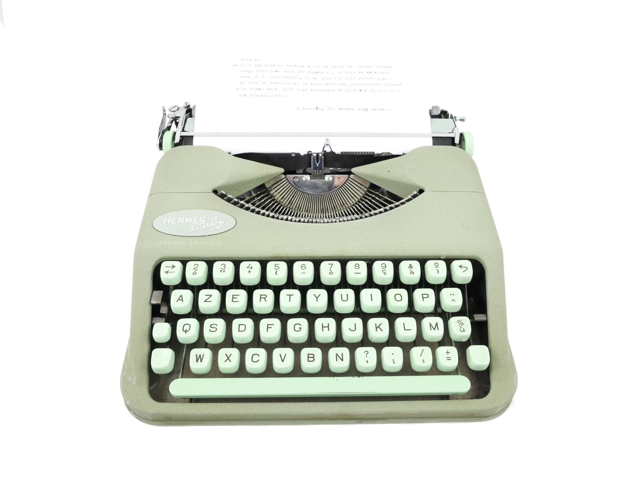 Hermes Baby green lime typewritter revised new ribbon