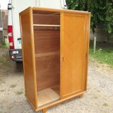 Wardrobe 1950 light oak sliding doors