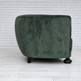 Années 1960, design danois, canapé 3 places "Banana" refait à neuf, velours vintage.