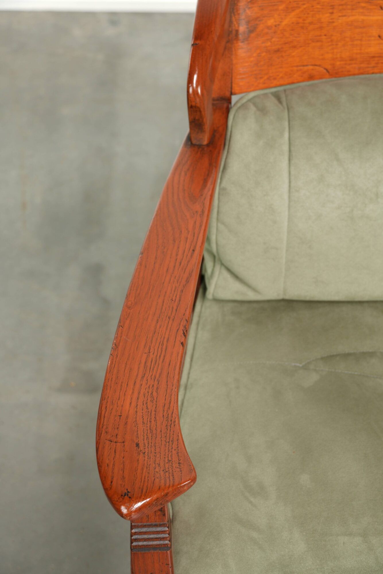 Set of 2 Art Nouveau/Jugendstil dining chairs with suede upholstery