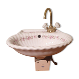 Small vintage sink paris porcelain les bains decorated with peach blossoms