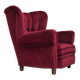 1960s, Danish relax armchair, original condition, red furniture velour.