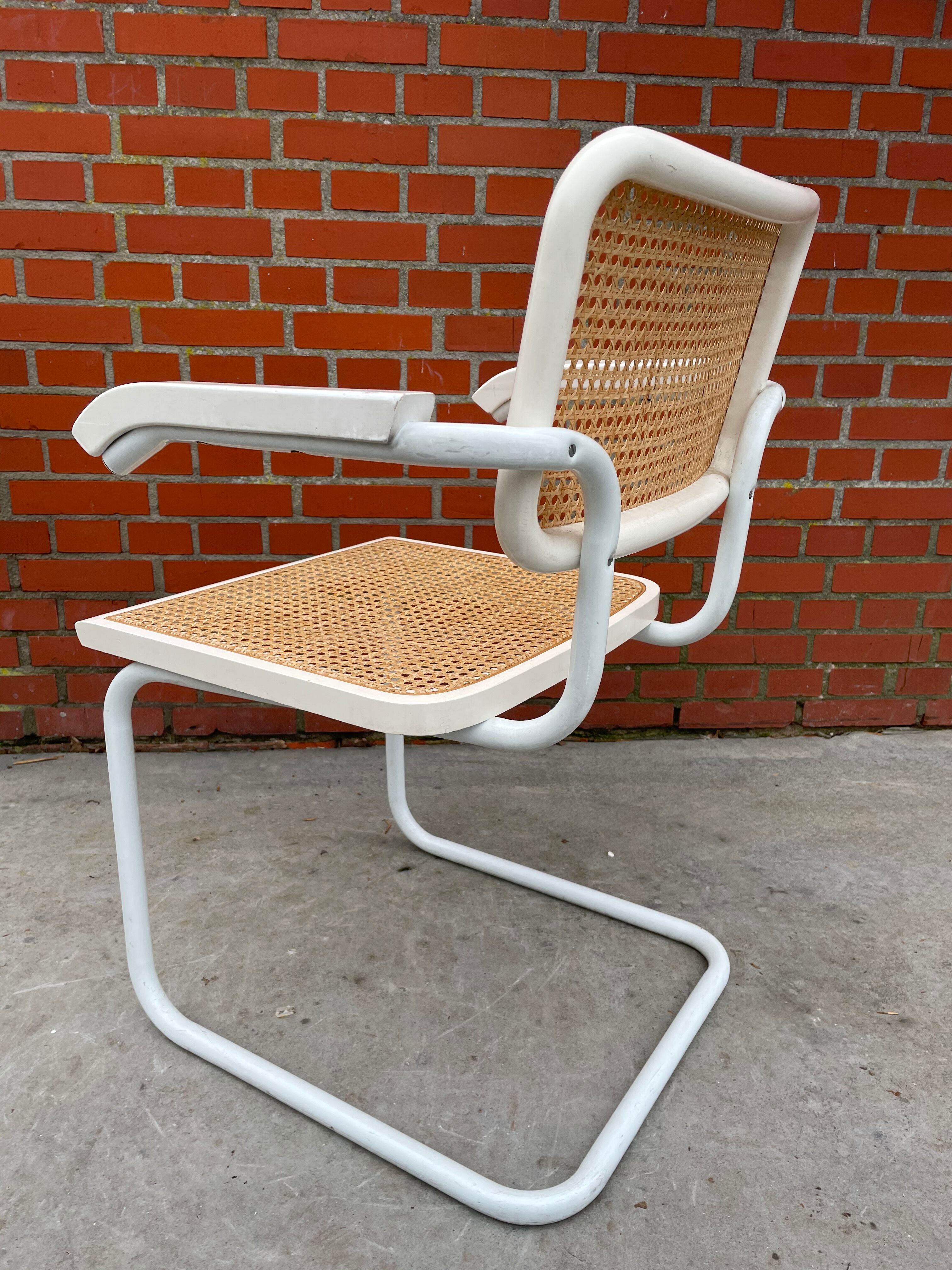 Cesca chair model with armrest in white