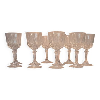 Set of 10 crystal liqueur glasses from Arques.