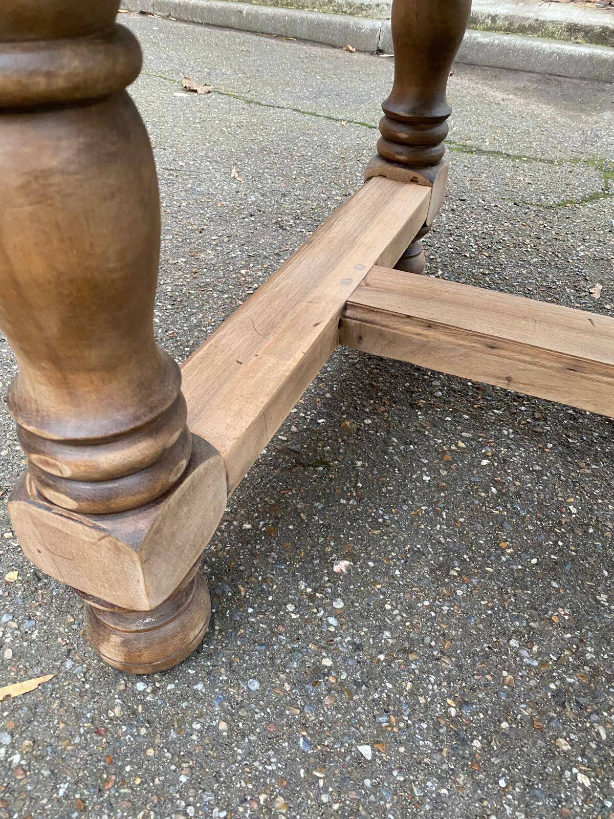 Extendable farmhouse dining table restored in solid elm, 19th century, 180-280cm