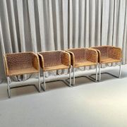 Set of 4 cantilever wicker chairs, attributed to Harvey Probber, USA, 1970s.