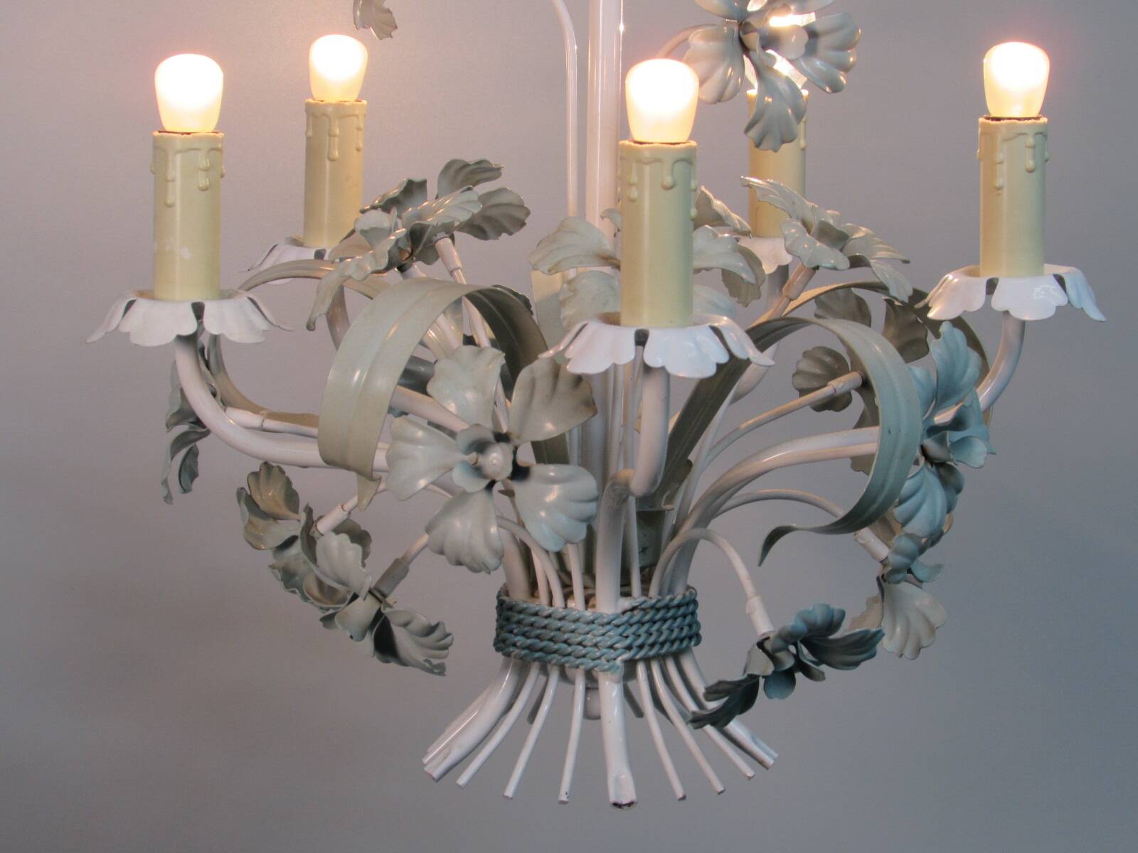 Metal chandelier. Antique. 5 arms.