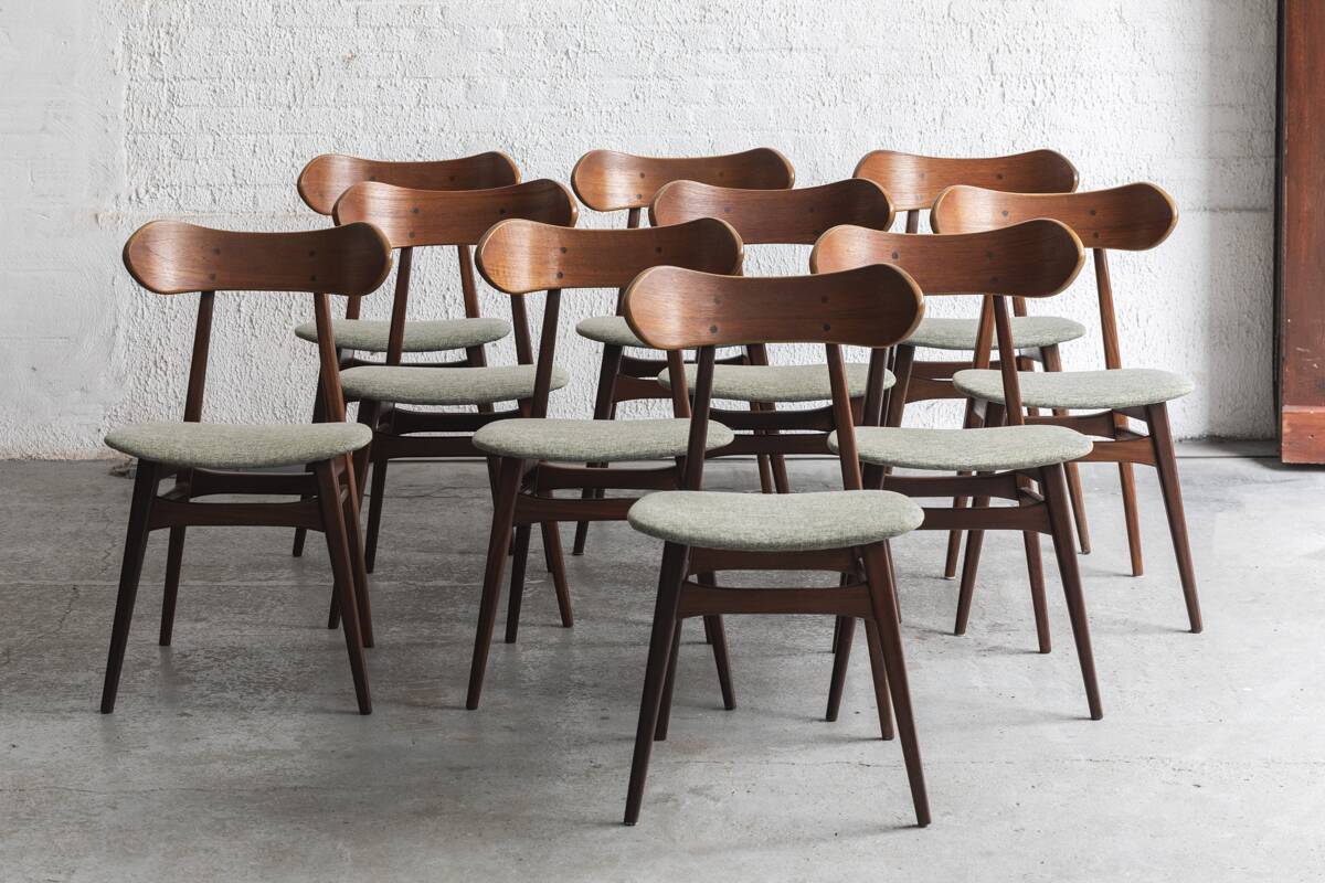 Set of 10 dining chairs 'Kastrup' by Louis van Teeffelen, Dutch design, 1960s