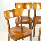 Ensemble de 4 chaises de salle à manger classiques Tatra en noyer, Tchécoslovaquie, années 1950