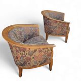 2 x armchair / club chair / floral fabric / 1980s