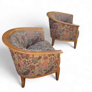2 x armchair / club chair / floral fabric / 1980s