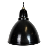 Small Industrial Black Enamel Ceiling Lamp, 1950s