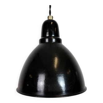 Small Industrial Black Enamel Ceiling Lamp, 1950s