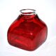 DESIGN square vase in red lined blown glass 11cm dlg Whitefriars