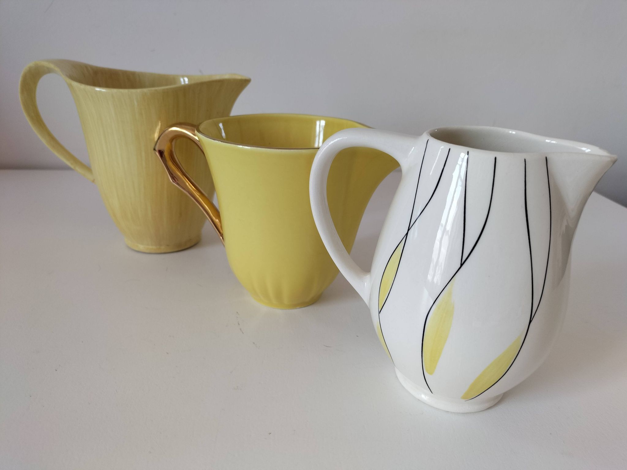 Set of three Salins Clair de Lune Panama vintage jugs.