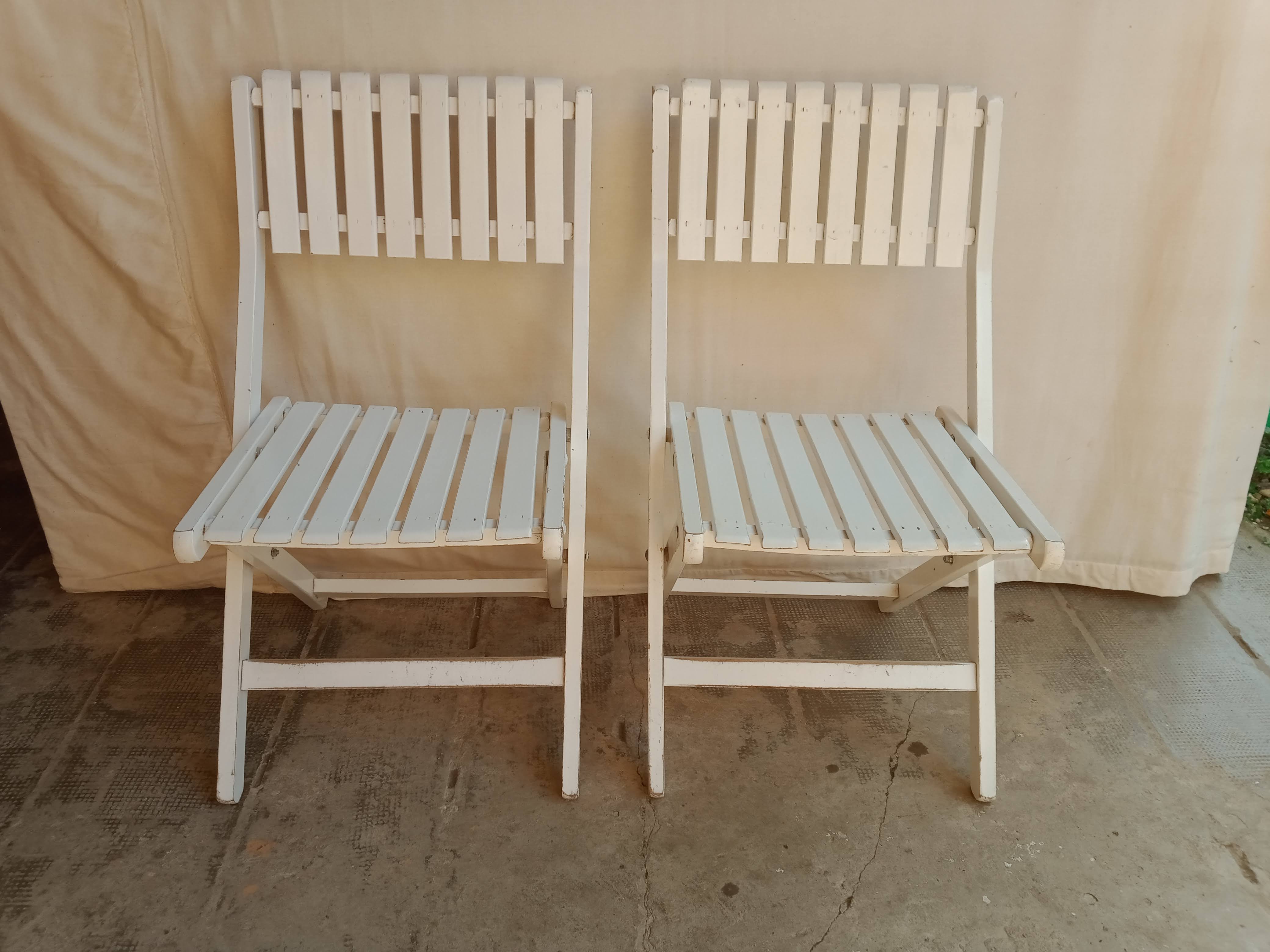 Vintage garden furniture R Gleizes in white painted wood