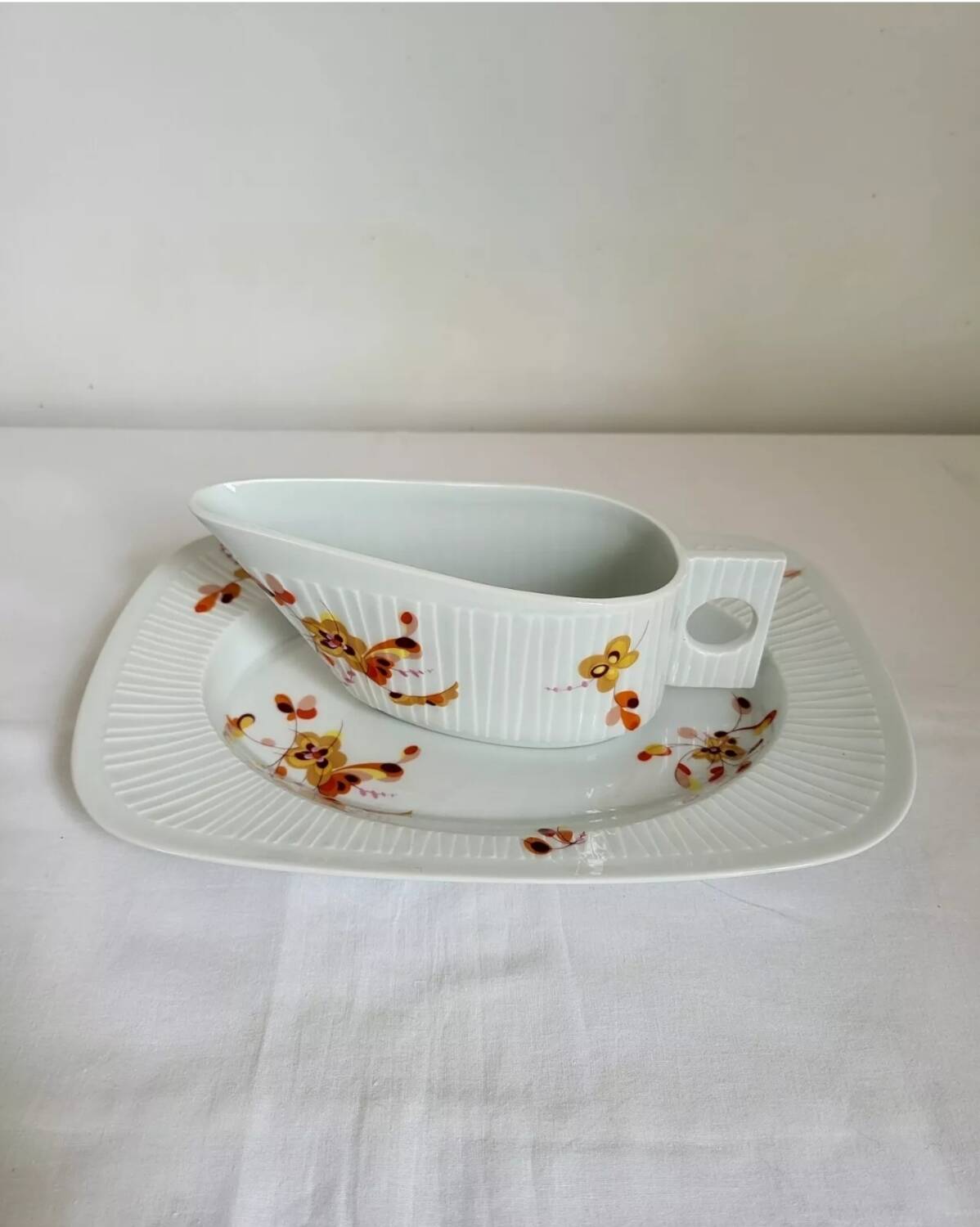 Haviland Limoges Gravy Boat and Porcelain Tray, Vintage