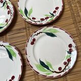 6 vintage flat plates Moulin des loups cherry patterns