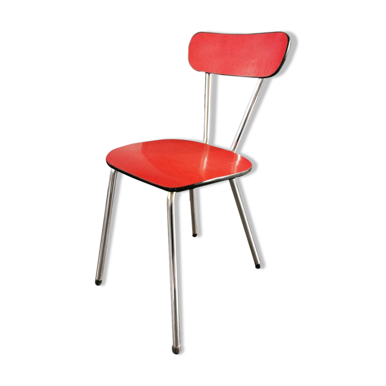 Chaise vintage rouge Formica 1970