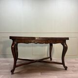 Dining room table in natural wood called italian style with parquet top 19th century