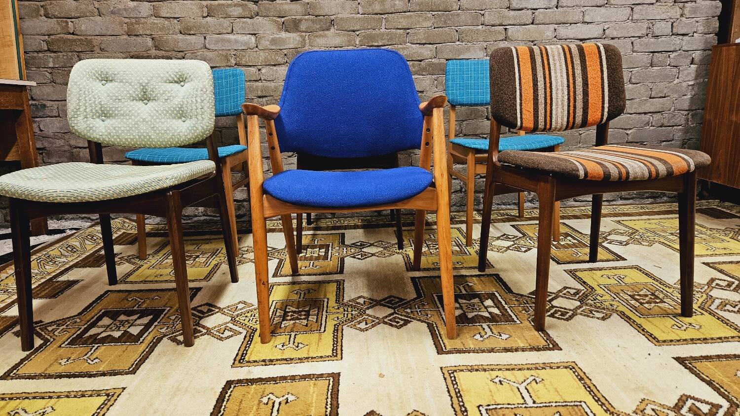 Set of 6 mismatched 1960s Scandinavian chairs