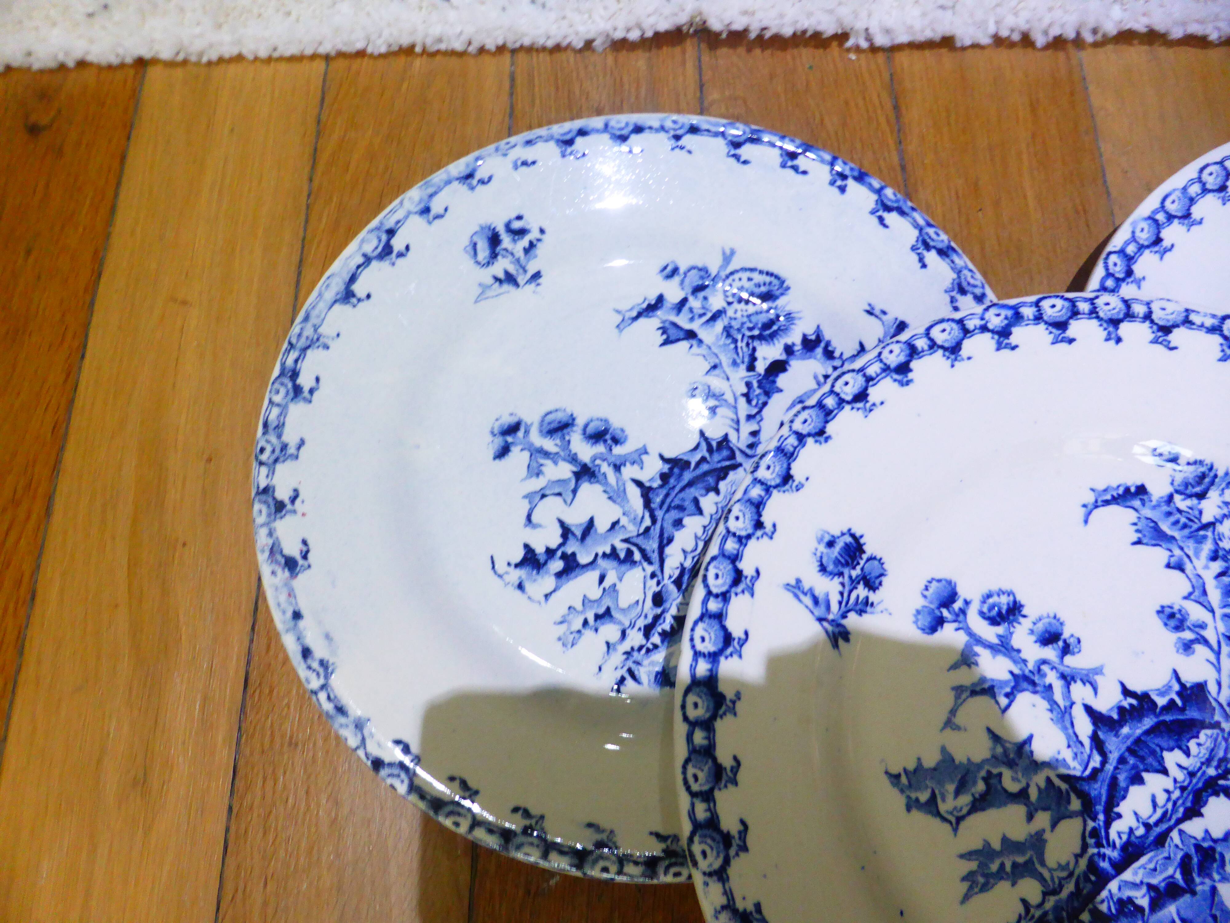 4 assiettes à dessert Gien Chardons (5)