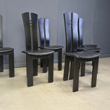 Post modern wooden dining chairs, 1980s - set of 6
