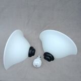 2 opal glass half bell sconces