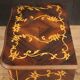 Pair of Italian inlaid bedside tables in walnut, maple and beech