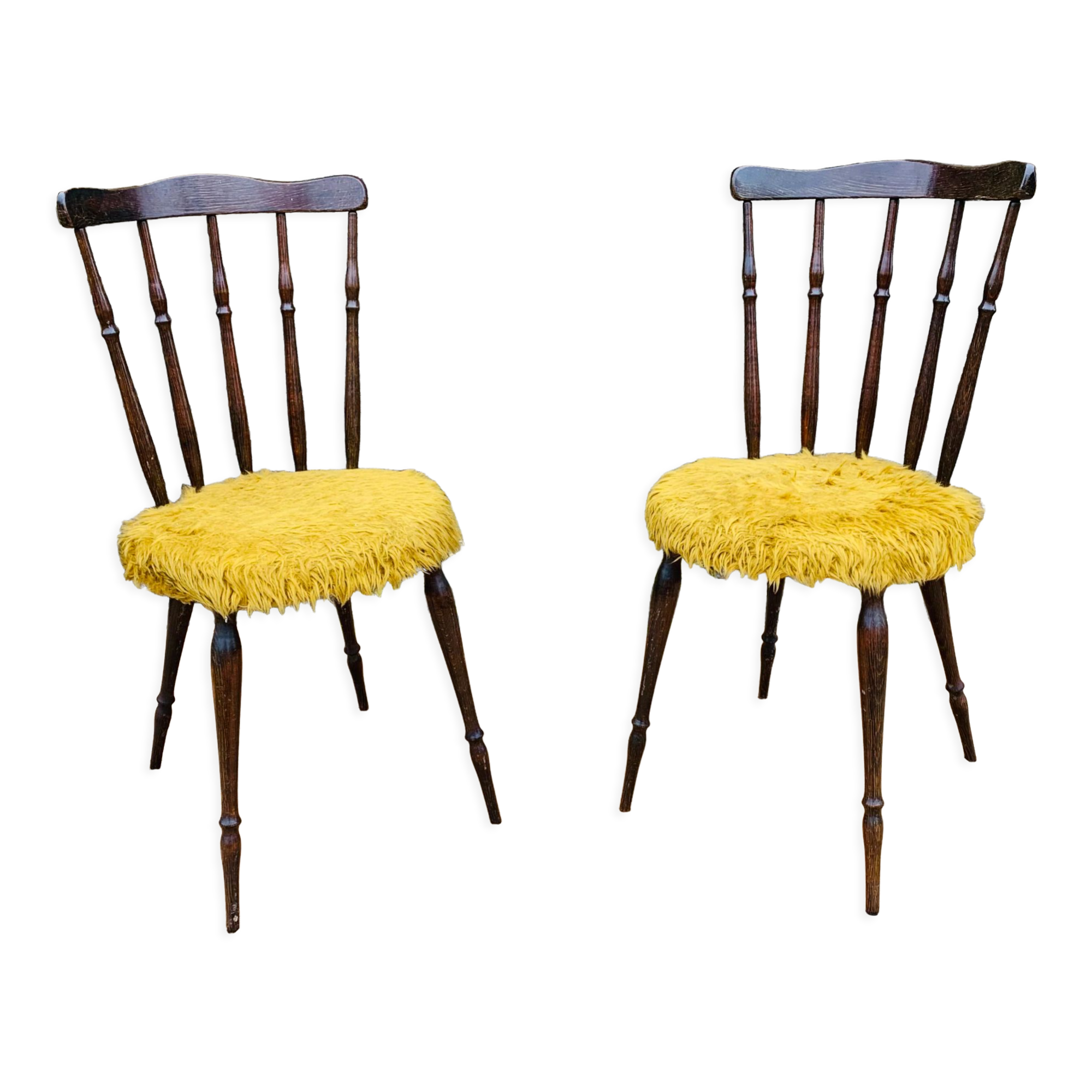 Pair of yellow moumoute chairs