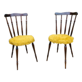 Paire de chaises moumoute jaune