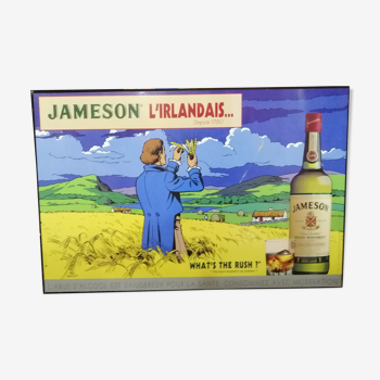 Plaque publicitaire en bois Jameson Ted Benoit vintage