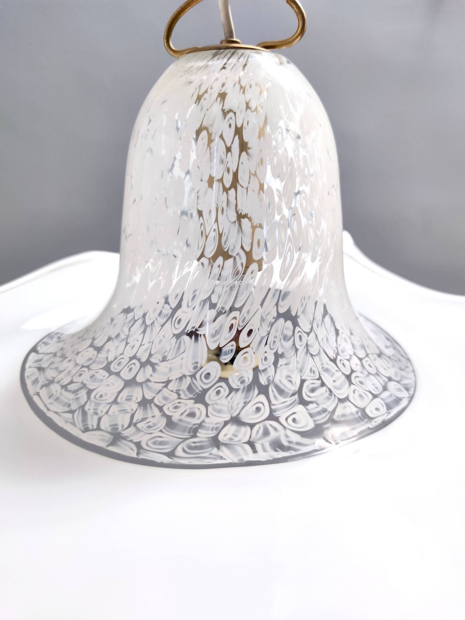 White Murano Glass Pendant Marked La Murrina, Italy, 1980s