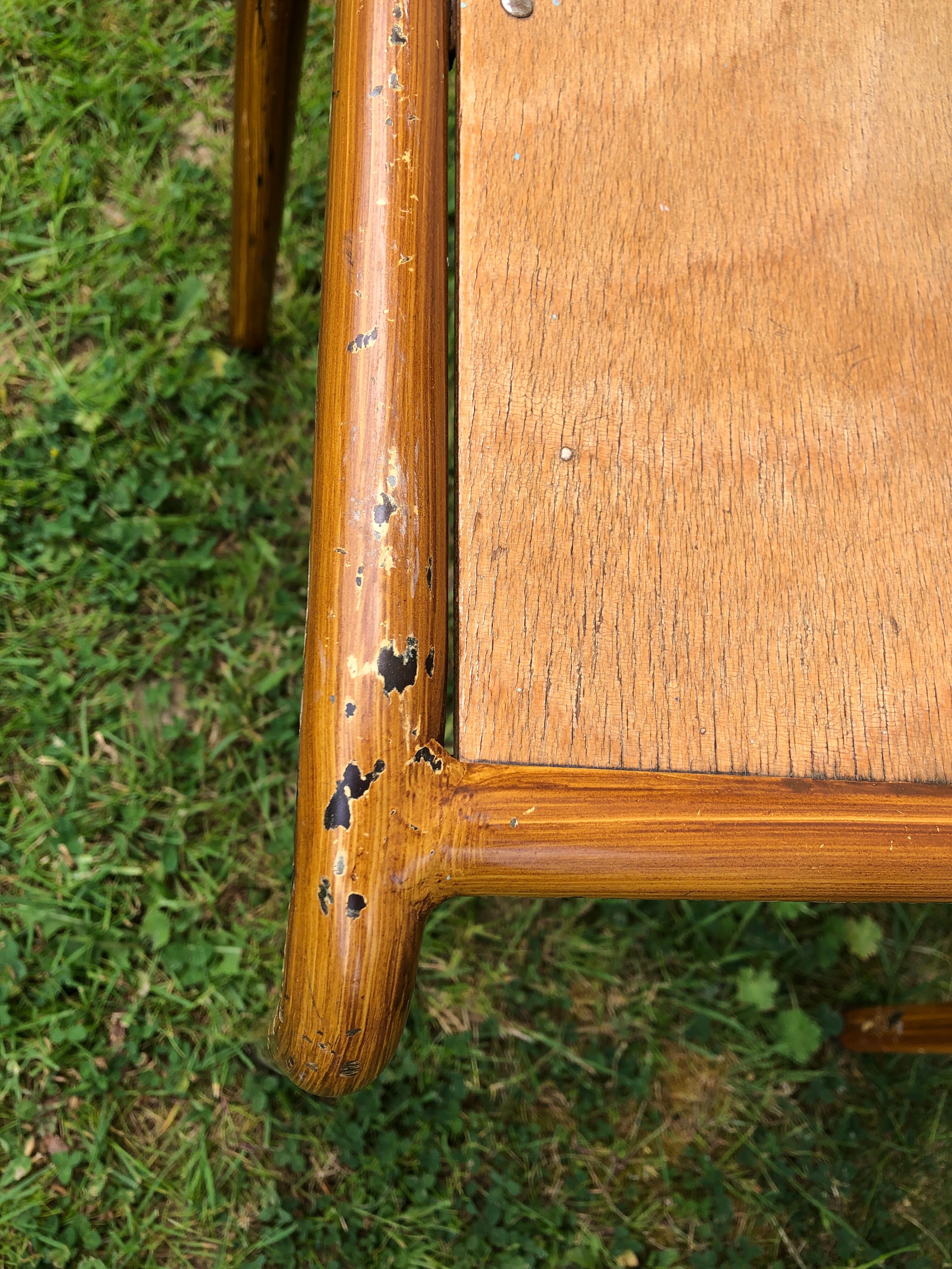 School chair brown vintage wood and metal painted wood way