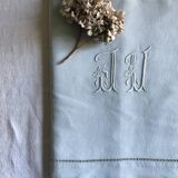 Old linen and cotton towel dyed celadon