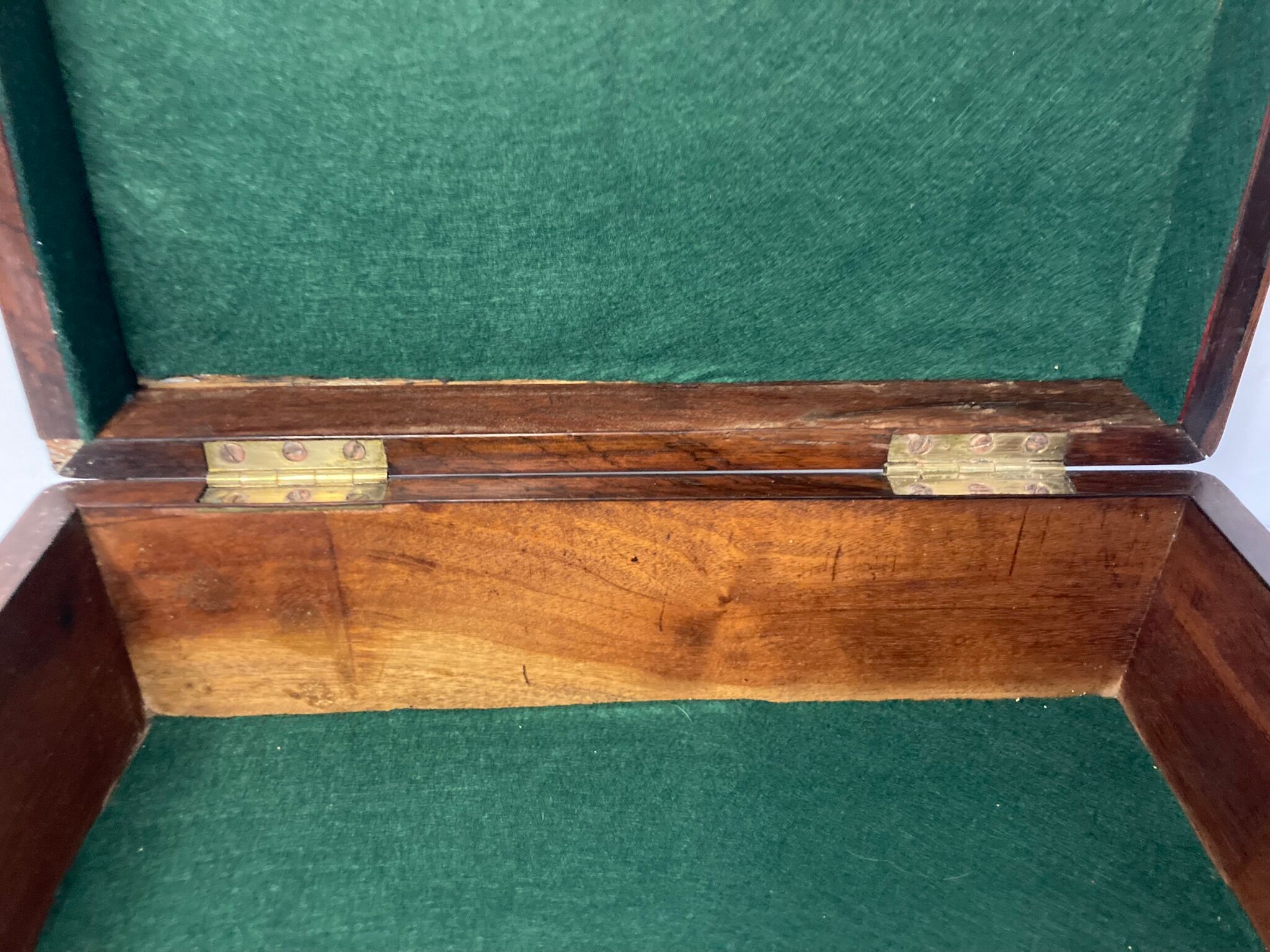 Old travel box solid mahogany writing board and nineteenth century brass