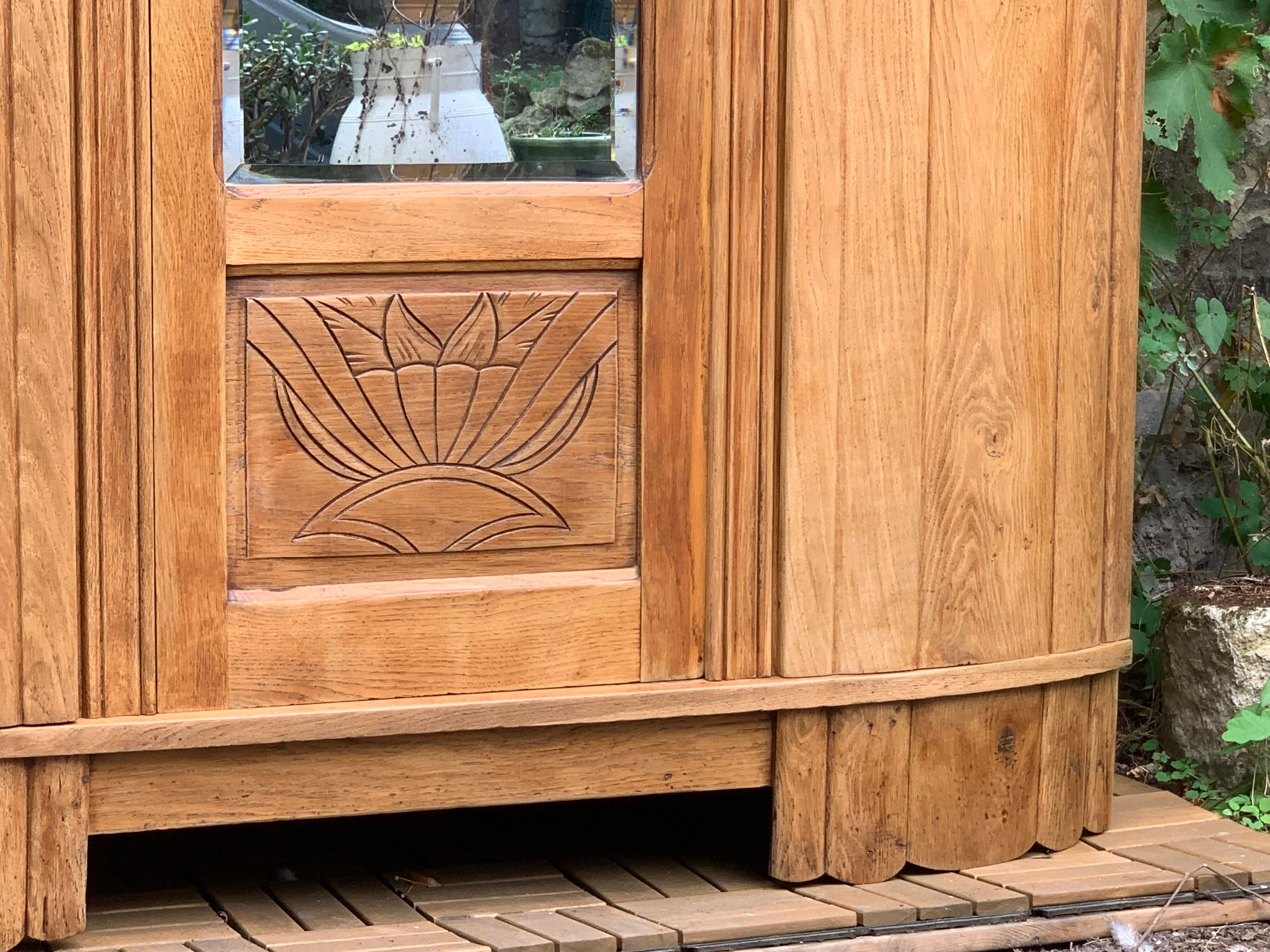 Parisian art deco wardrobe solid raw oak 1930