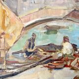 Impressionist Venetian Scene Oil on Canvas, signed Knut Norman (1896-1977)