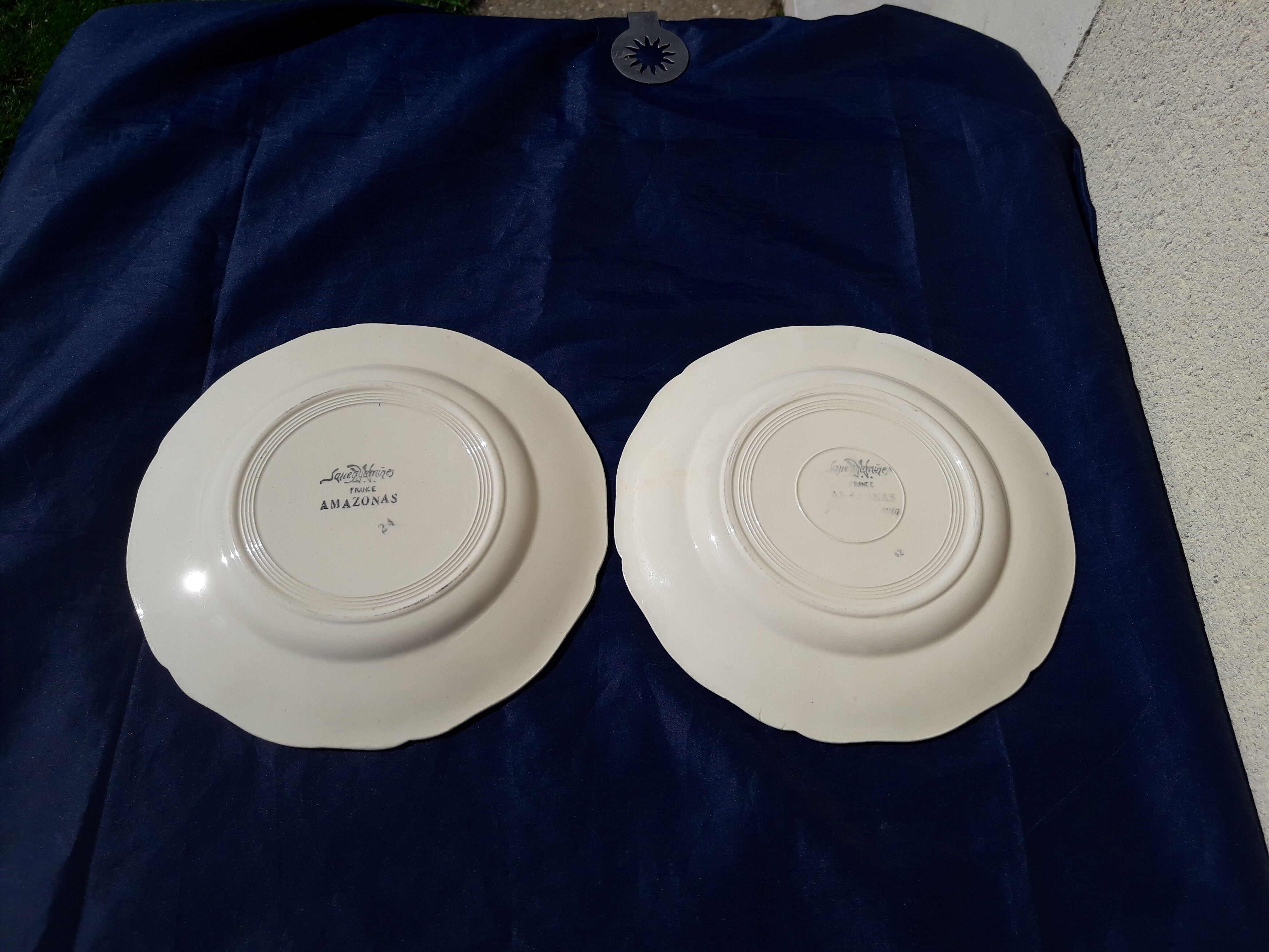 Set de 2 assiettes en faïence de Sarreguemines modèle Amazonas diam 22,5 cm