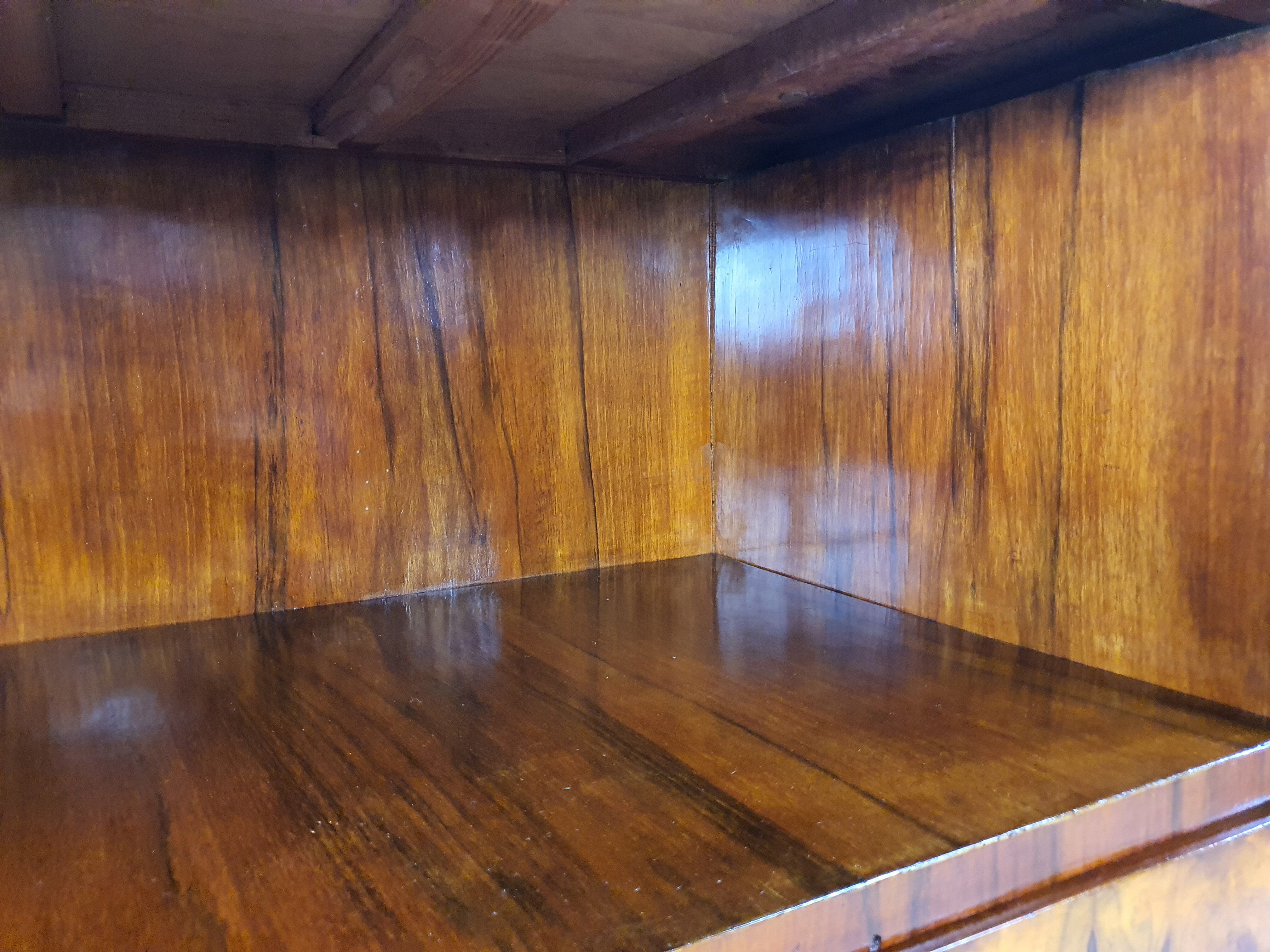 Art deco dining room sideboard in briar with upstand, 1940s