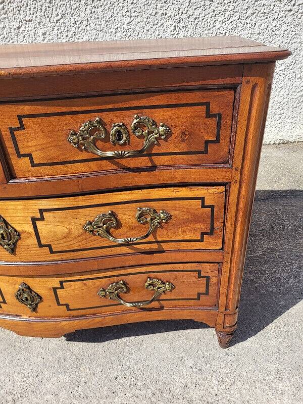 Transition louis xv louis xvi chest of drawers in cherry wood 4 drawers from the 18th century