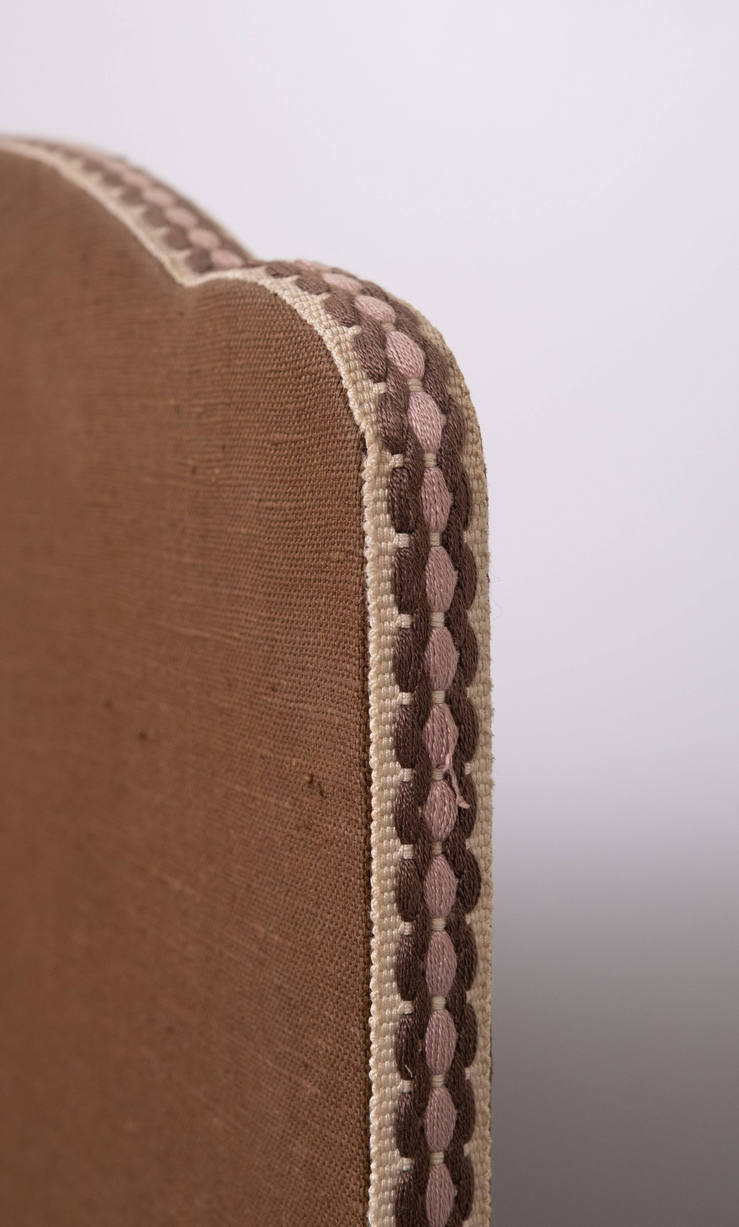 4 parts Brown Linen Fabric Room Divider 1970s Holland