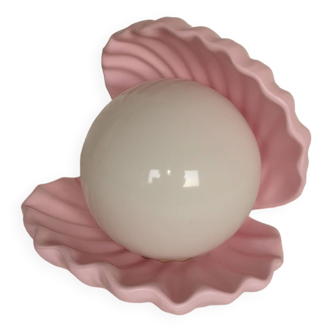 Pink shell lamp and opaline pearl, Saint-Jacques, France, 1970