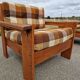 Pair of brutalist pine armchairs circa 1960
