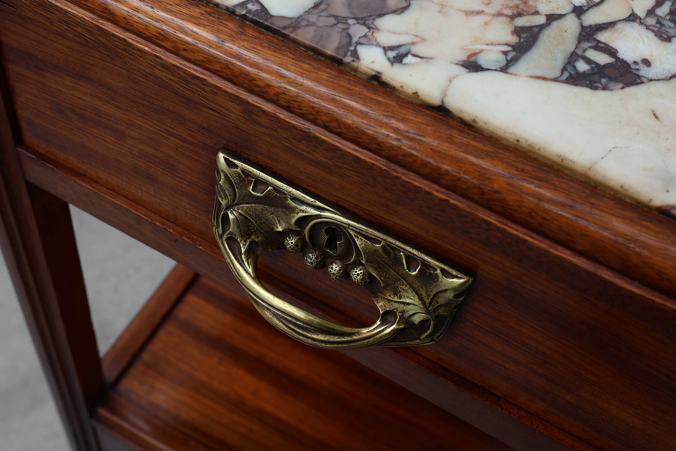 Pair Art Nouveau Nightstands with marble top by Paul Alexandre Dumas, Franc