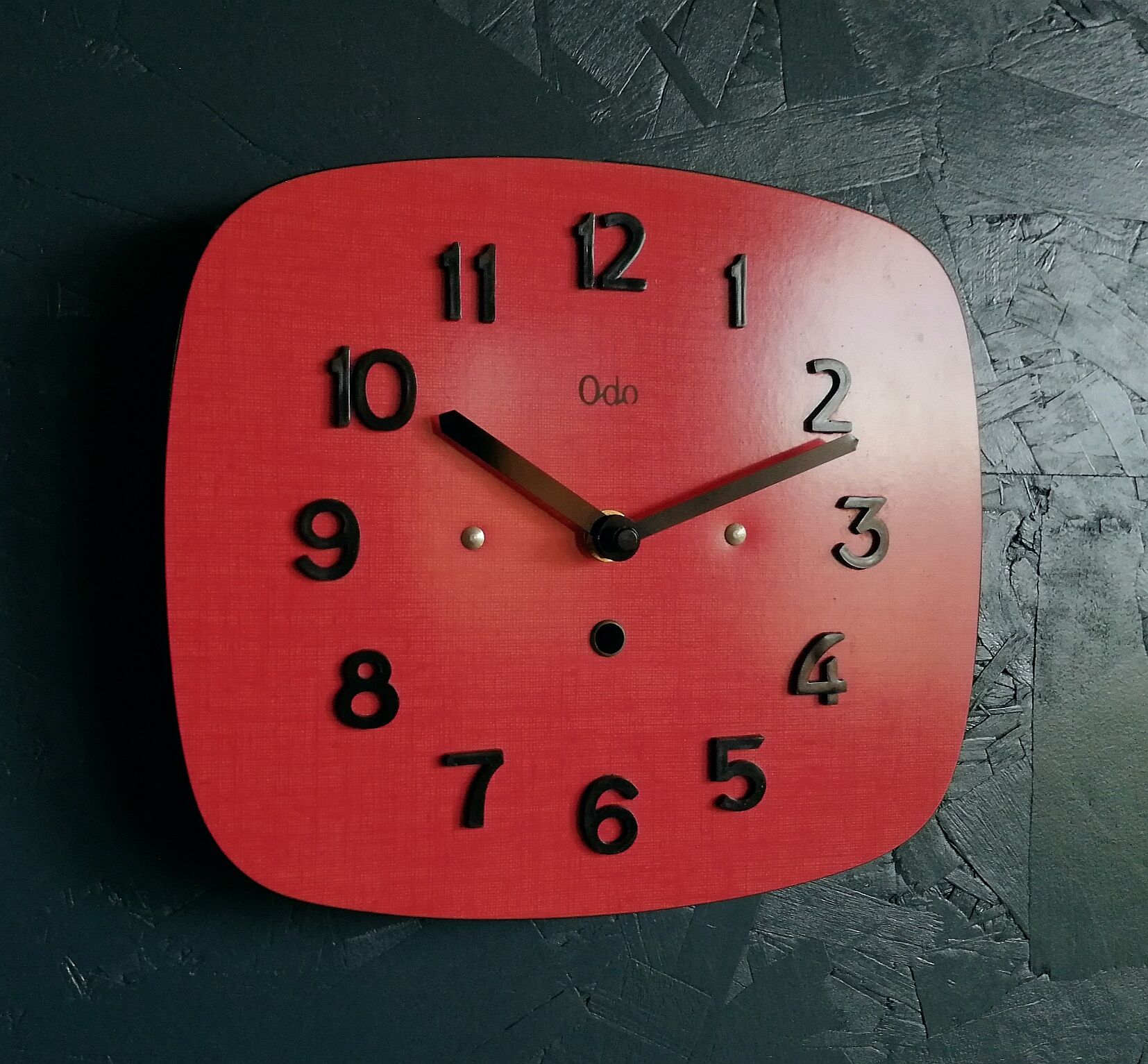 Vintage formica clock silent wall clock "red odo"