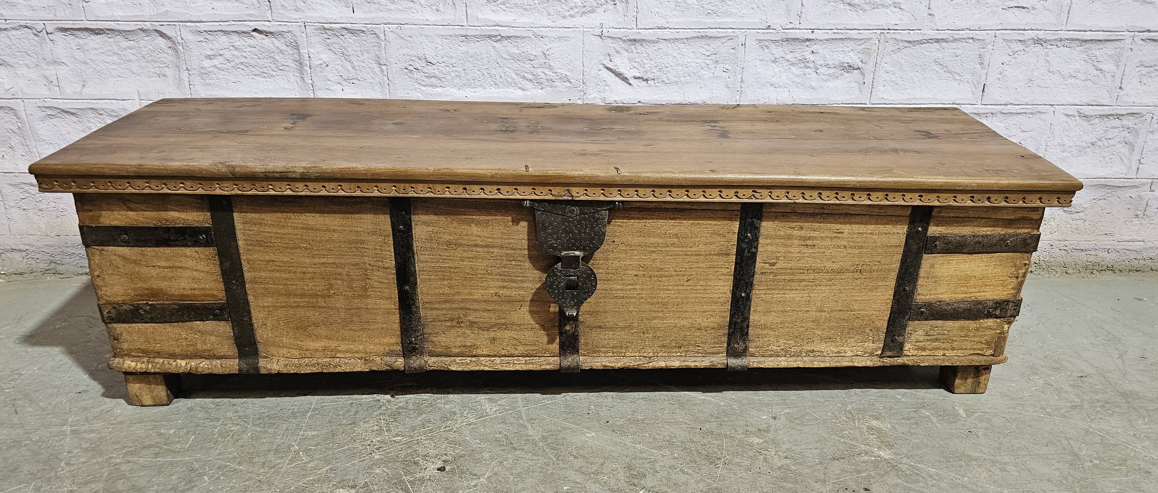 Burmese teak bench - chest